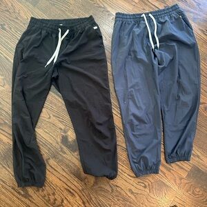 Vuori Black and Blue Track Pants with Elastic Waistbands